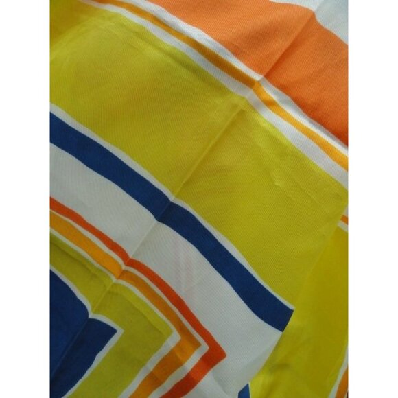 Vintage 1960’s Scarves by VERA Stripe Scarf Blue Orange Yellow Made in Japan - Picture 6 of 6
